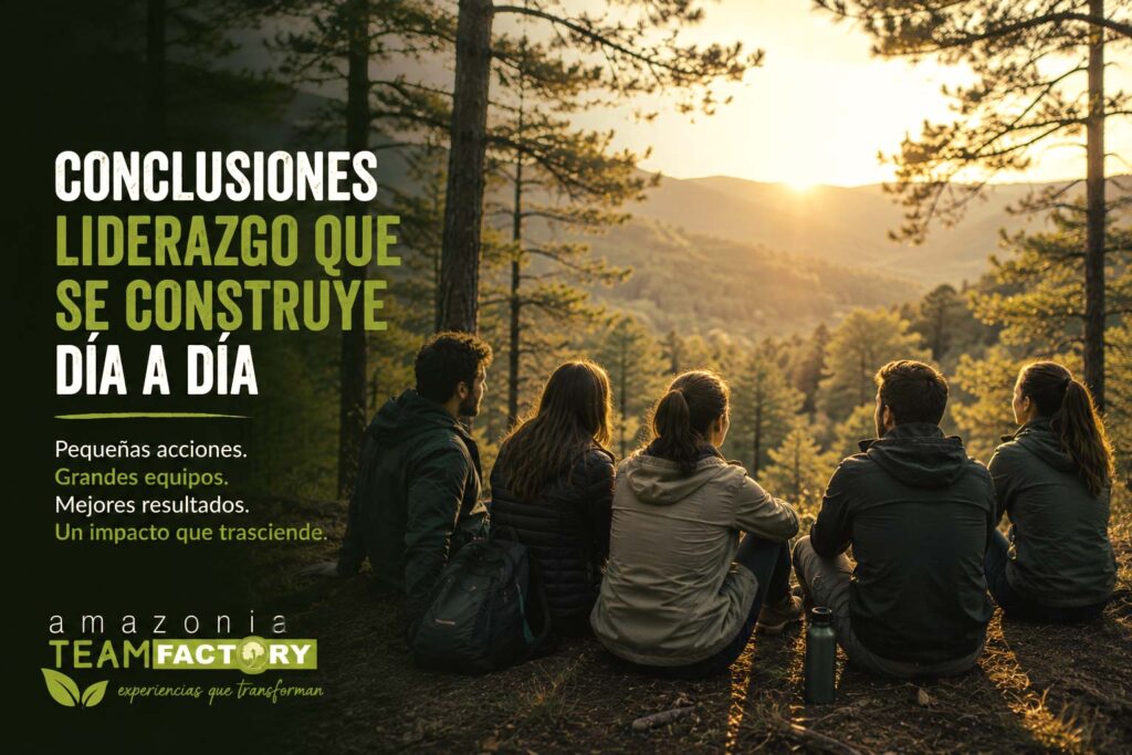 Equipo de personas contemplando puesta de sol y revelando que para crear seguridad psicológica en el trabajo y construir equipos de alto rendimiento es necesario un liderazgo que se construya día a día.