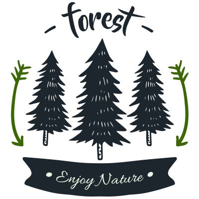 Dibujo árboles con texto forest enjoy nature