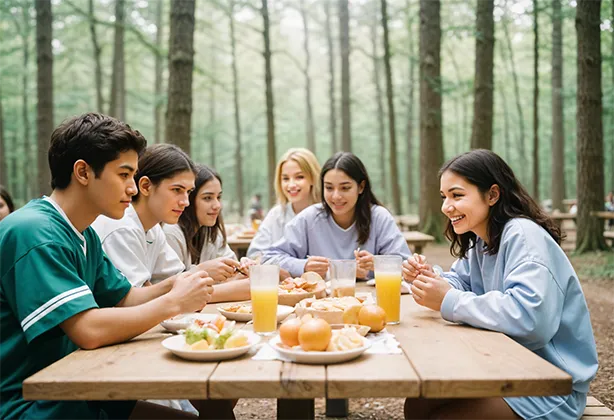 descanso y commida en team building